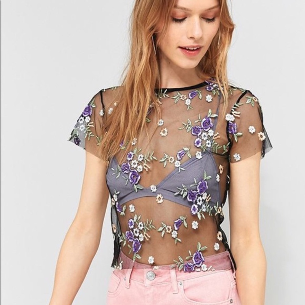 COPY - Urban Outfitters Mesh Floral Top